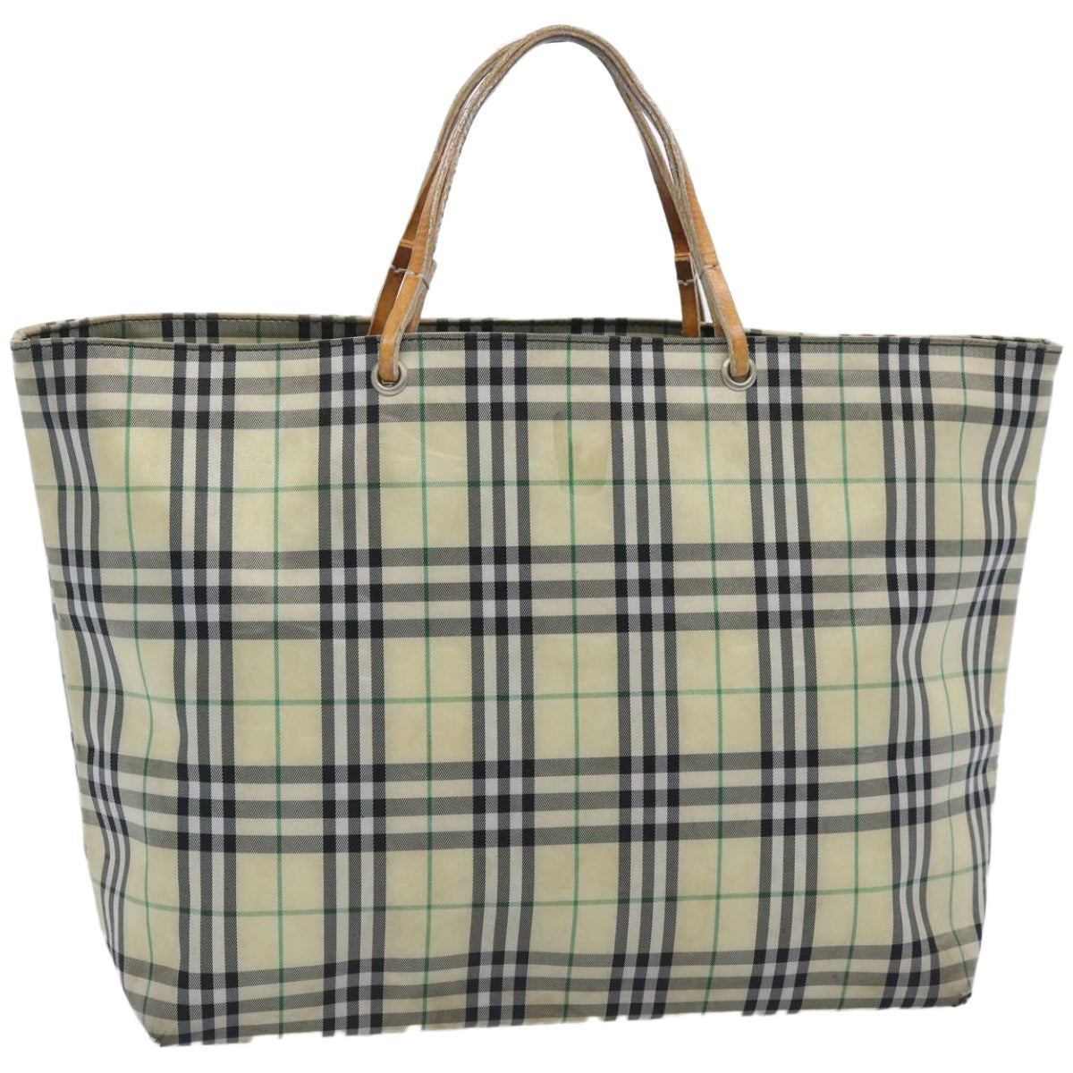 Luxury Burberry Nova Check Tote Bag Nylon Yellow Auth ti1543