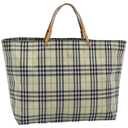 Luxury Burberry Nova Check Tote Bag Nylon Yellow Auth ti1543