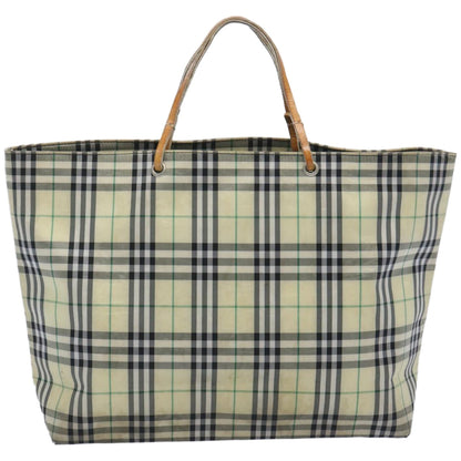 Luxury Burberry Nova Check Tote Bag Nylon Yellow Auth ti1543