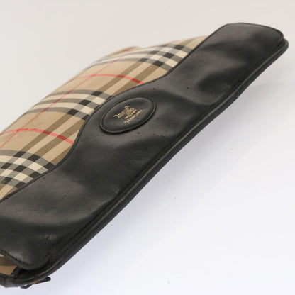 Luxury BurberrySs Nova Check Clutch Bag Canvas Beige Auth ti1616