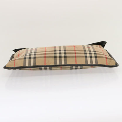 Luxury BurberrySs Nova Check Clutch Bag Canvas Beige Auth ti1616