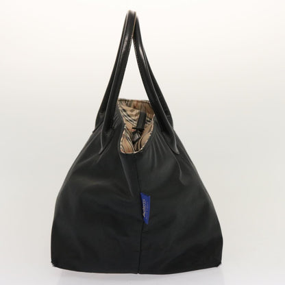 Luxury BurberrySs Nova Check Blue Label Hand Bag Nylon Beige Auth ti1621