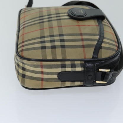 Luxury BurberrySs Nova Check Shoulder Bag Beige Black Auth ti1761
