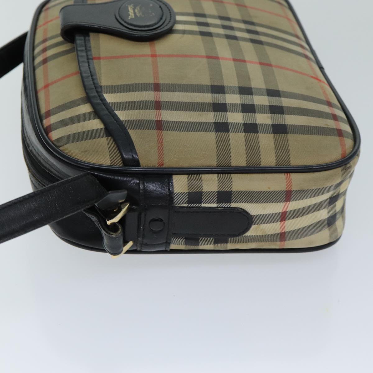 Luxury BurberrySs Nova Check Shoulder Bag Beige Black Auth ti1761