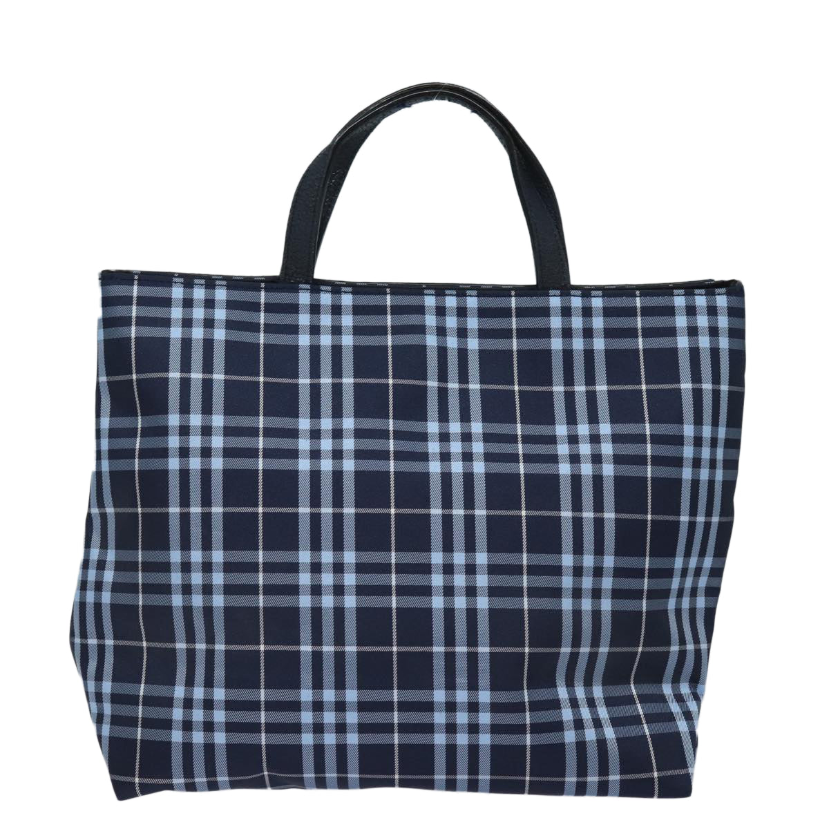 Luxury Burberry Nova Check Hand Bag Nylon Navy Auth ti1769