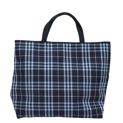 Luxury Burberry Nova Check Hand Bag Nylon Navy Auth ti1769