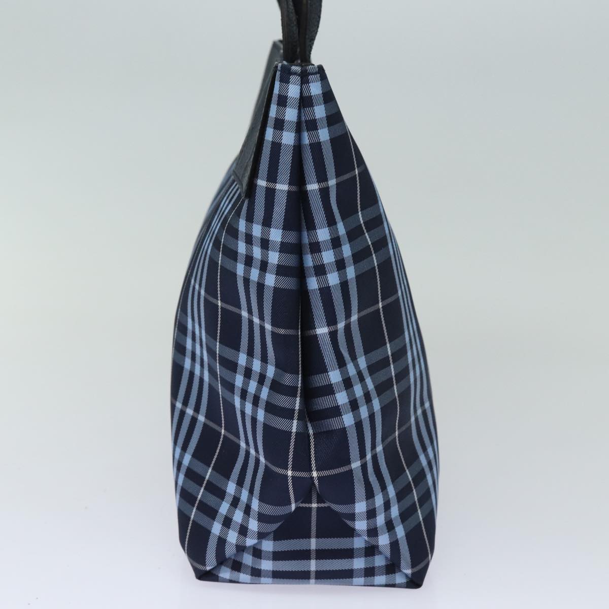 Luxury Burberry Nova Check Hand Bag Nylon Navy Auth ti1769