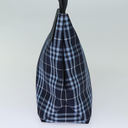 Luxury Burberry Nova Check Hand Bag Nylon Navy Auth ti1769
