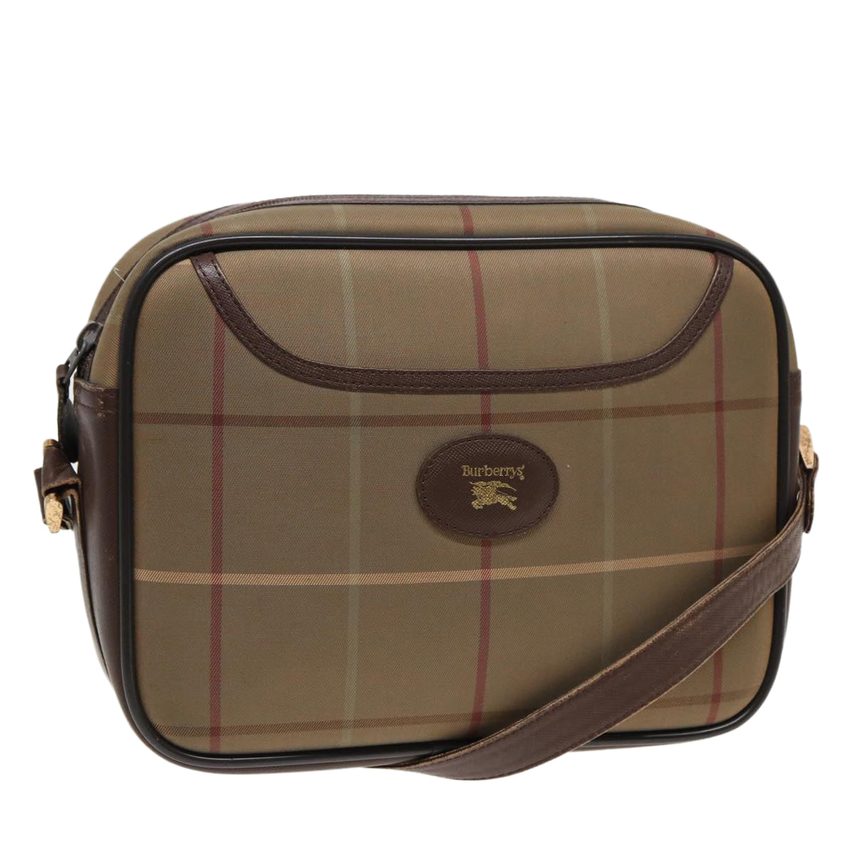 Luxury BurberrySs Nova Check Shoulder Bag Canvas Beige Brown Auth ti1772