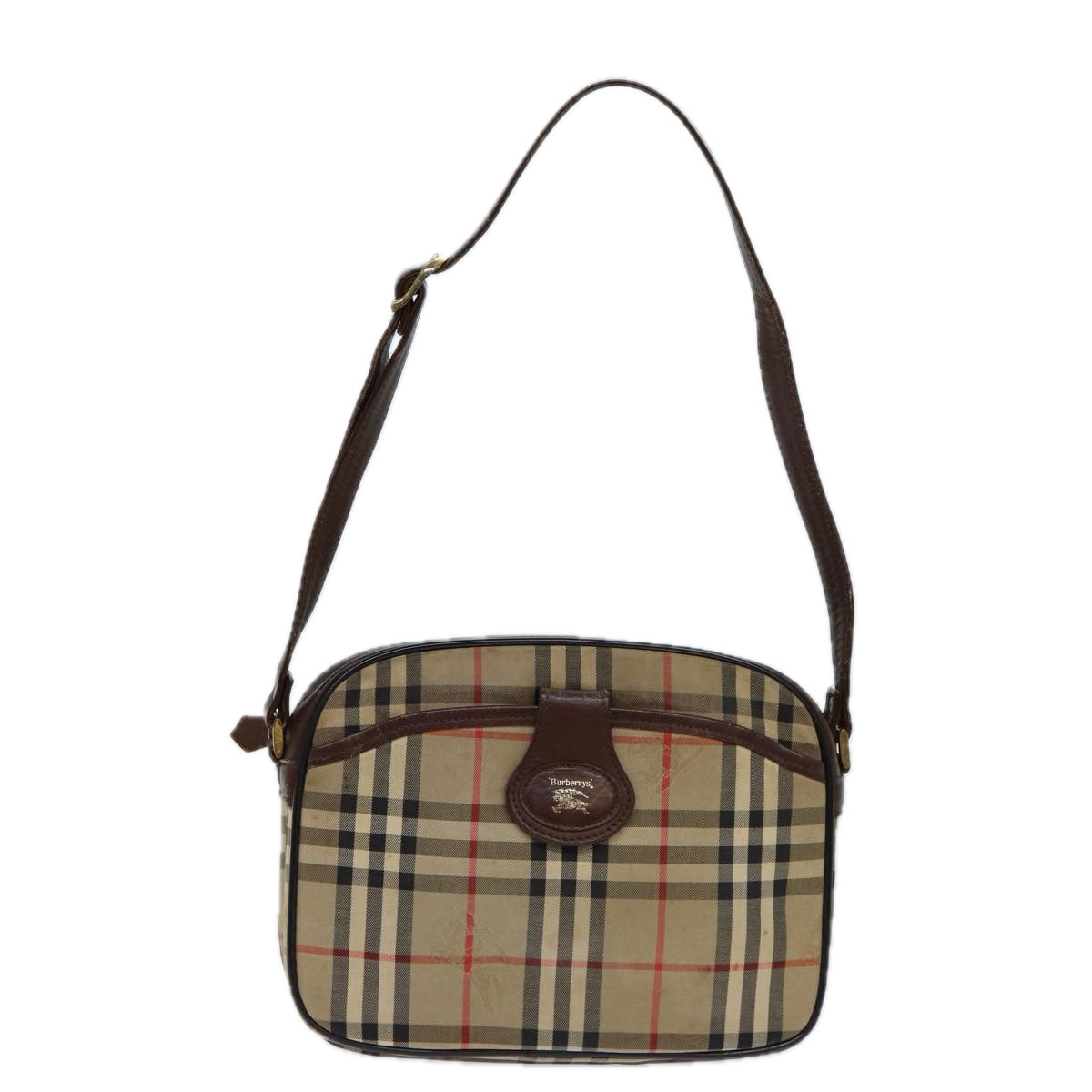 Luxury BurberrySs Nova Check Blue Label Hand Bag Canvas Black Auth ti1774