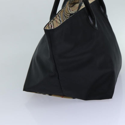 Luxury BurberrySs Nova Check Blue Label Hand Bag Canvas Black Auth ti1775
