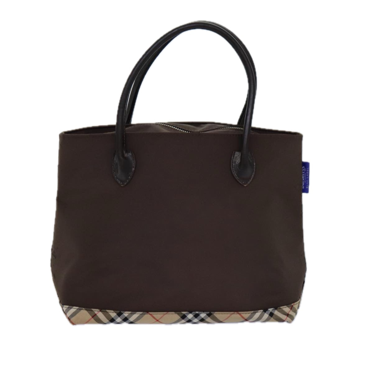 Luxury BurberrySs Nova Check Blue Label Hand Bag Canvas Brown Auth ti1776