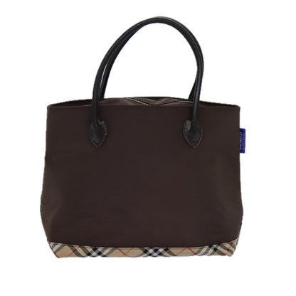 Luxury BurberrySs Nova Check Blue Label Hand Bag Canvas Brown Auth ti1776