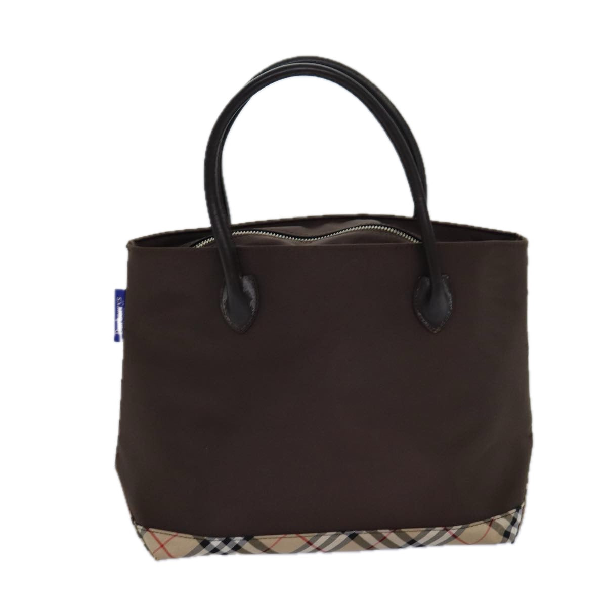 Luxury BurberrySs Nova Check Blue Label Hand Bag Canvas Brown Auth ti1776