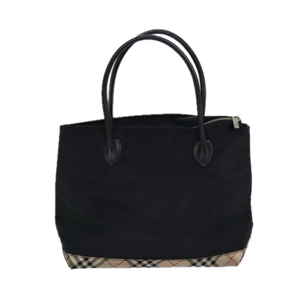Luxury BurberrySs Nova Check Blue Label Hand Bag Canvas Black Auth ti1780