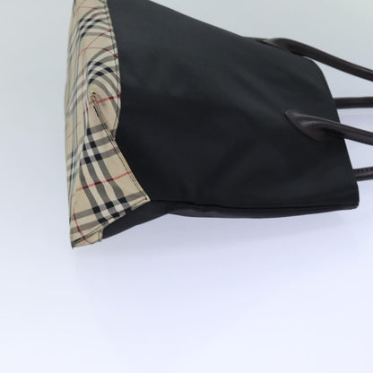 Luxury BurberrySs Nova Check Blue Label Hand Bag Canvas Black Auth ti1780