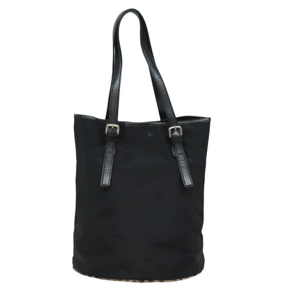 Luxury BurberrySs Nova Check Blue Label Shoulder Bag Nylon Black Beige Auth ti1781