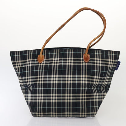 Luxury Burberry s Nova Check Blue Label Hand Bag Canvas 2Set Navy Auth ti1802