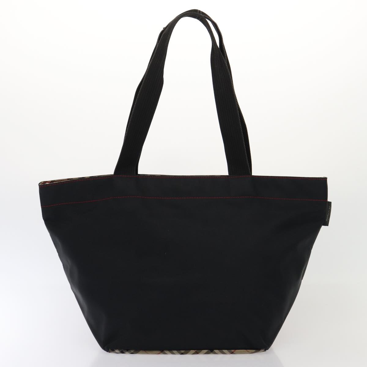 Luxury Burberry s Nova Check Blue Label Hand Bag Canvas 2Set Black Auth ti1803