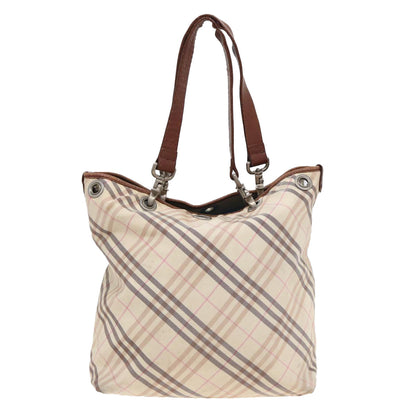 Luxury Burberry Nova Check Tote Bag Nylon Beige Pink Auth ti1804