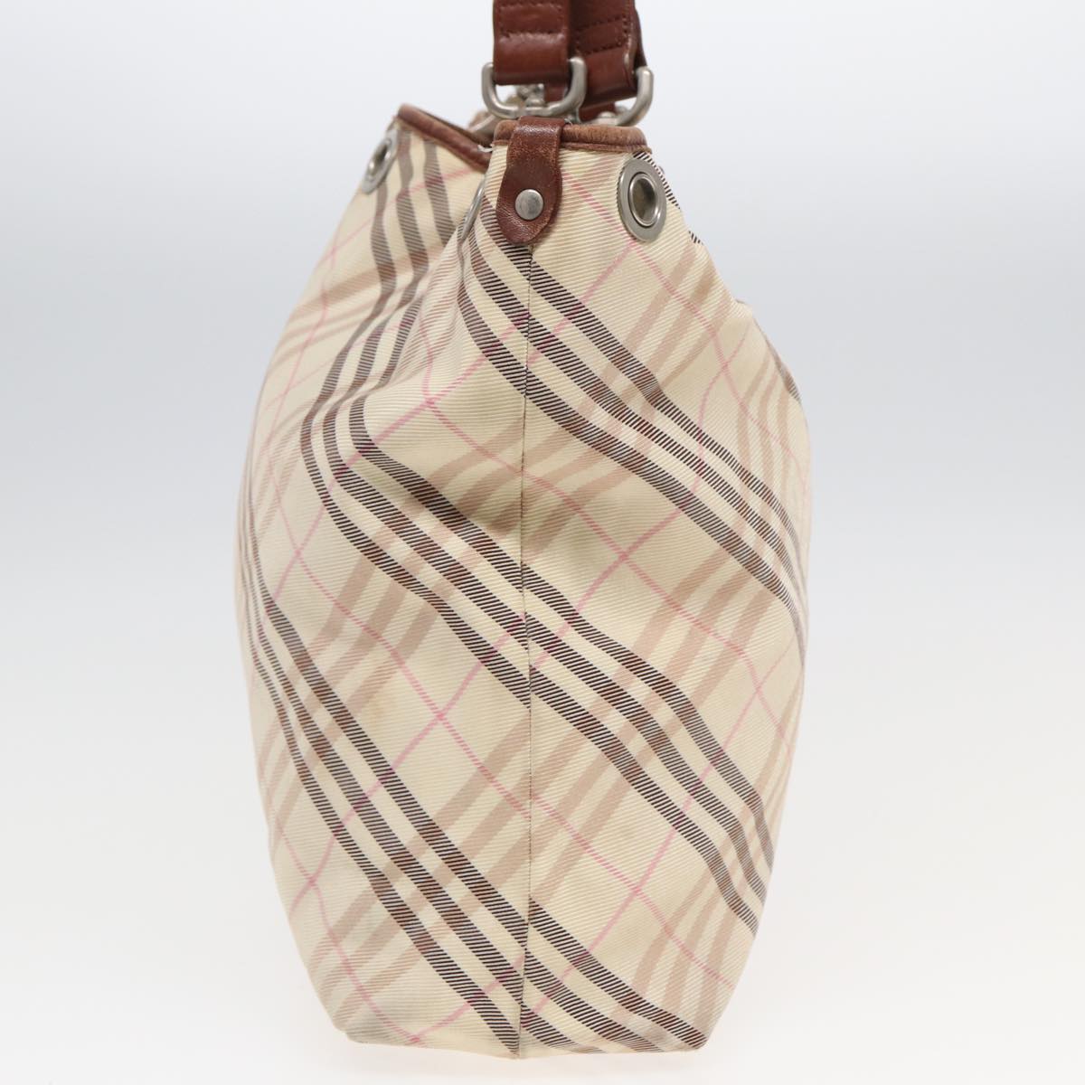 Luxury Burberry Nova Check Tote Bag Nylon Beige Pink Auth ti1804