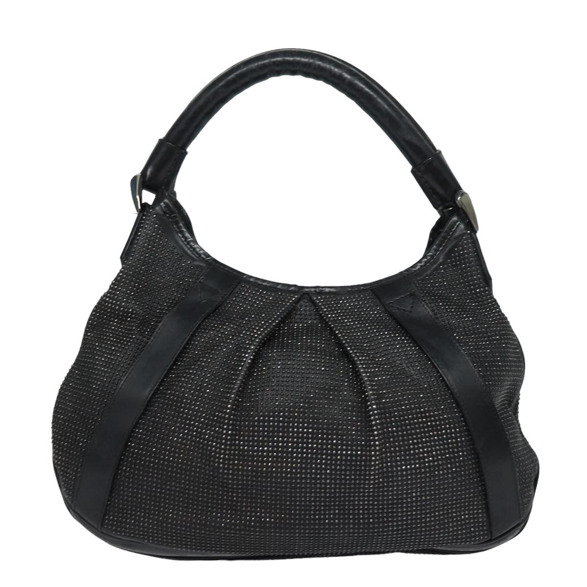 Luxury Burberry Studs Shoulder Bag Leather Black Auth ti1805