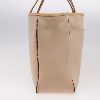 Luxury Burberry Nova Check Tote Bag Canvas Beige Auth ti1812
