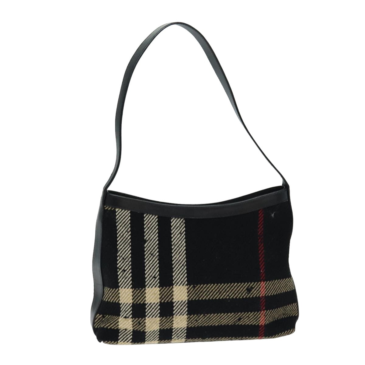 Luxury Burberry Nova Check Shoulder Bag Canvas Black Auth ti1818