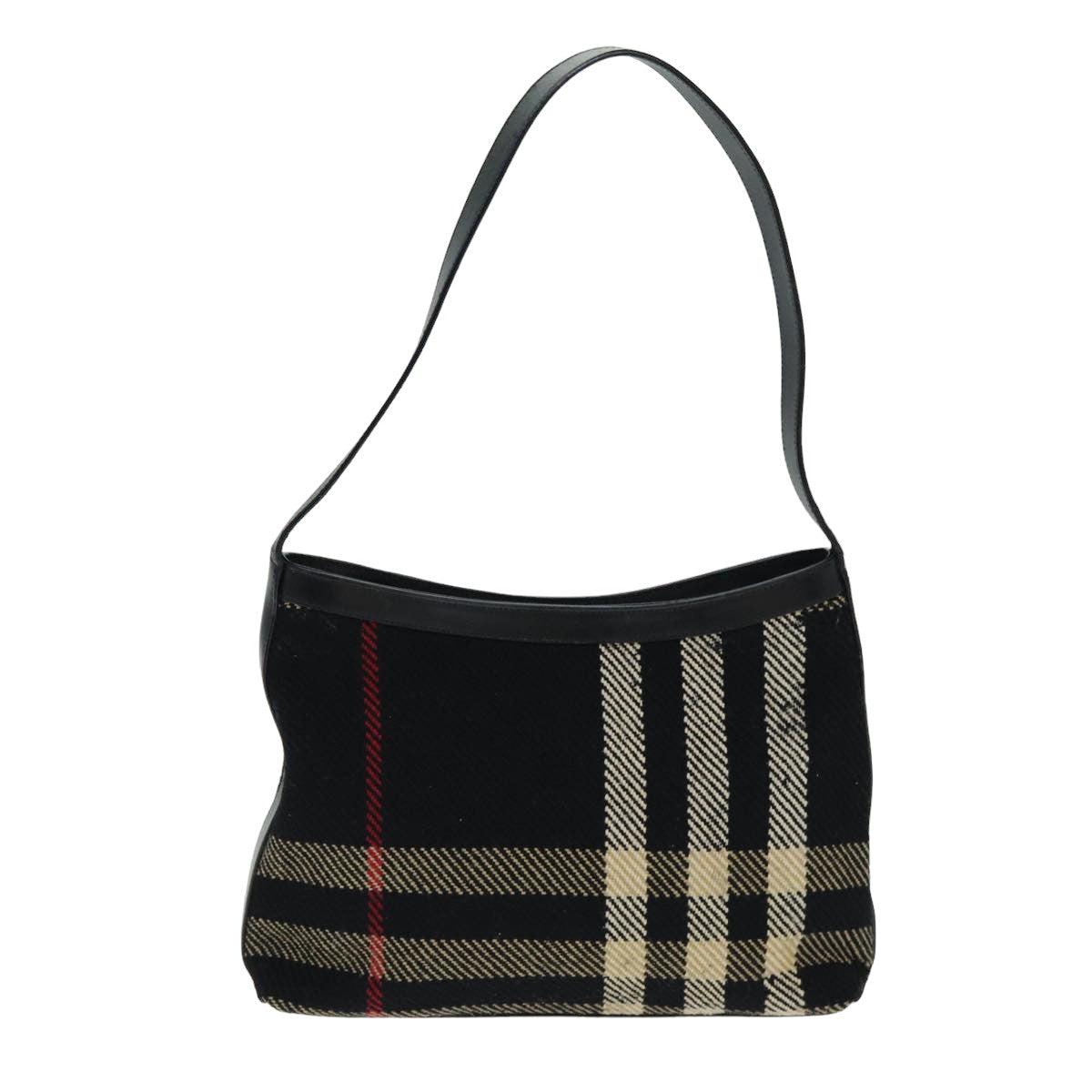 Luxury Burberry Nova Check Shoulder Bag Canvas Black Auth ti1818