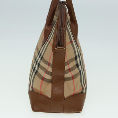 Luxury BurberrySs Nova Check Hand Bag Canvas Beige Auth ti1856