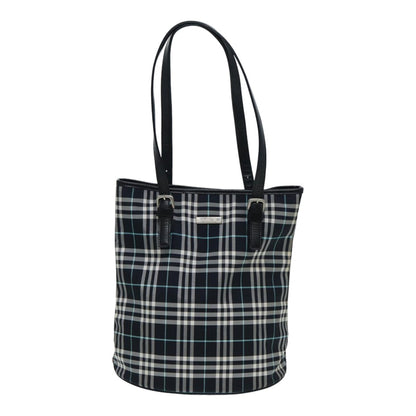 Luxury BurberrySs Nova Check Blue Label Shoulder Bag Nylon Navy Auth ti1890
