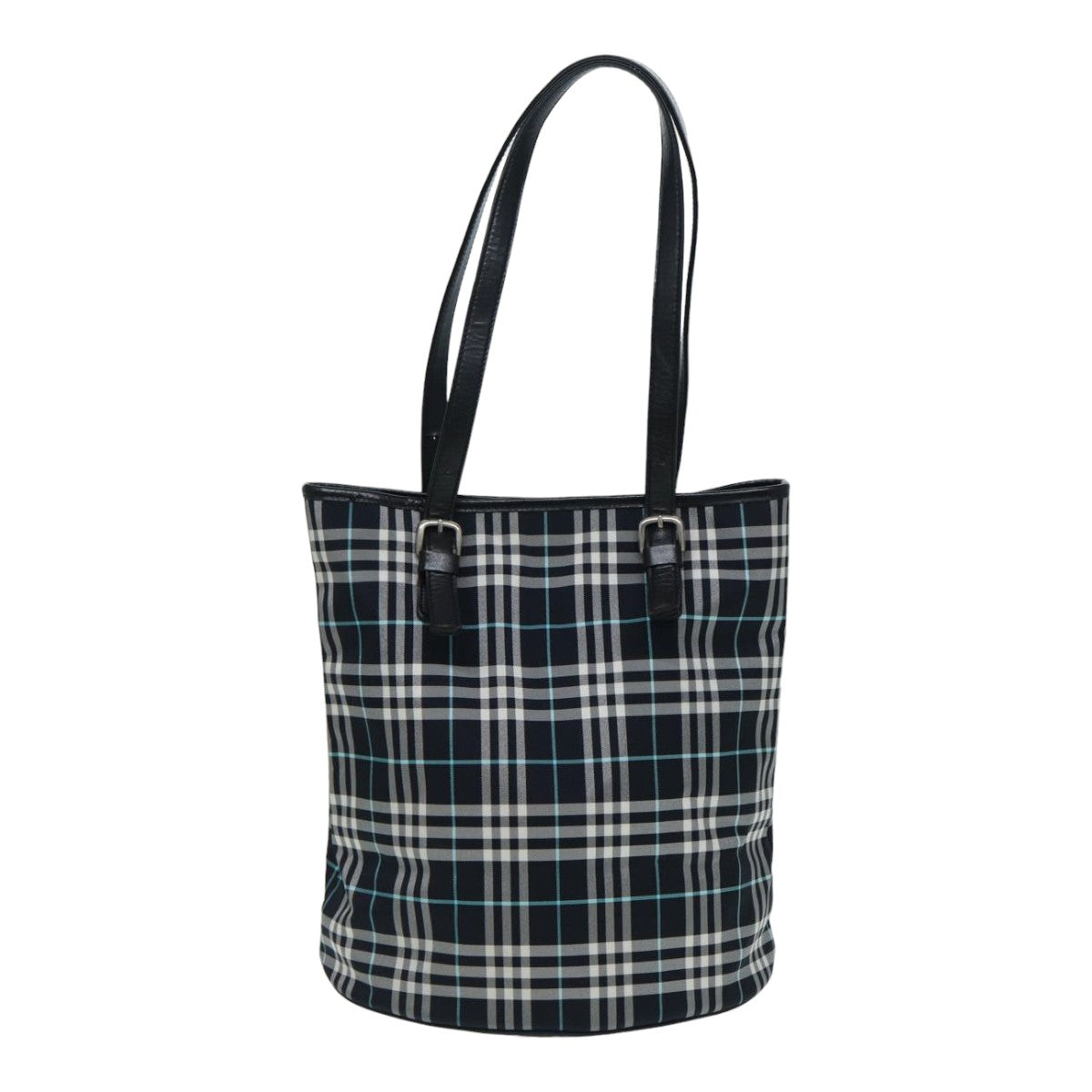 Luxury BurberrySs Nova Check Blue Label Shoulder Bag Nylon Navy Auth ti1890