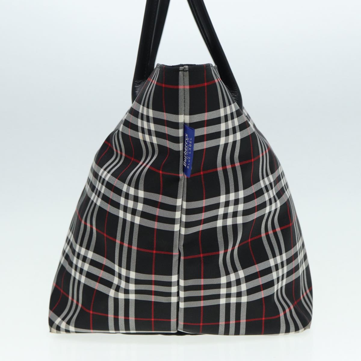Luxury BurberrySs Blue Label Tote Bag Nylon Black Silver Auth ti1960