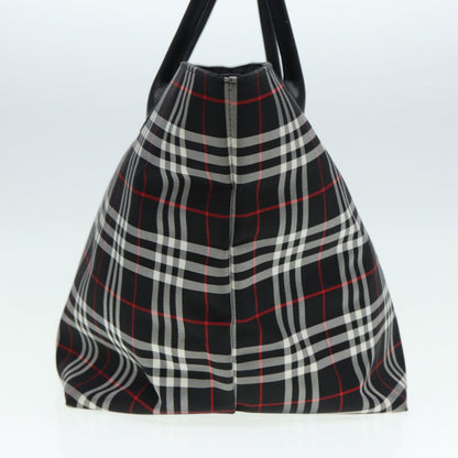 Luxury BurberrySs Blue Label Tote Bag Nylon Black Silver Auth ti1960