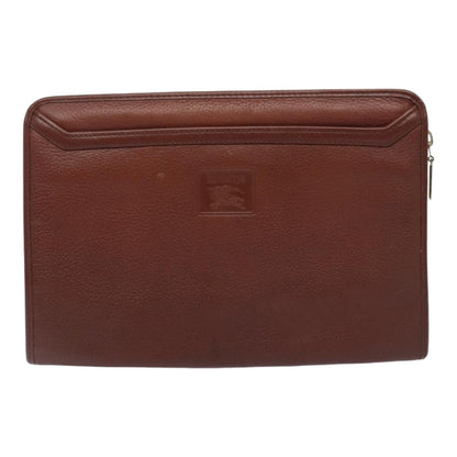 Luxury BurberrySs Clutch Bag Leather 2Set Brown Auth ti1987