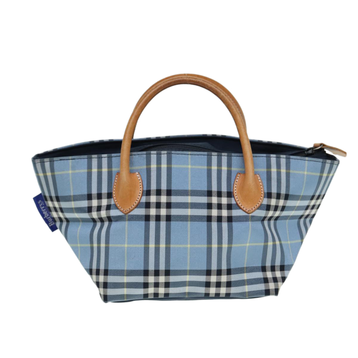 Luxury BurberrySs Nova Check Blue Label Hand Bag Nylon Blue Auth ti1991