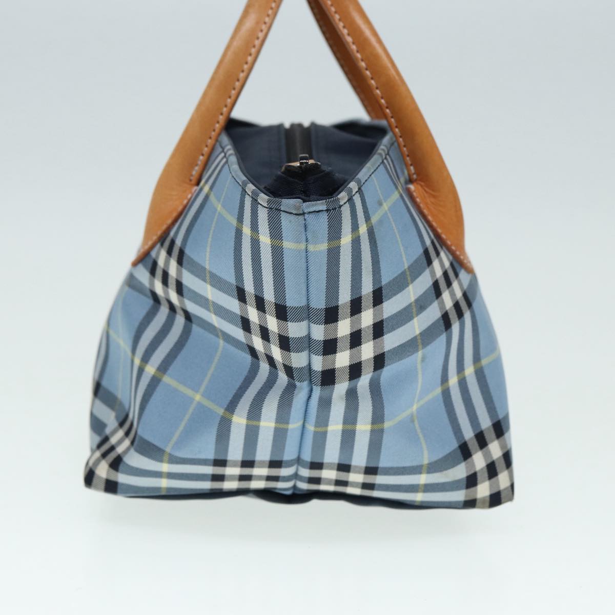 Luxury BurberrySs Nova Check Blue Label Hand Bag Nylon Blue Auth ti1991