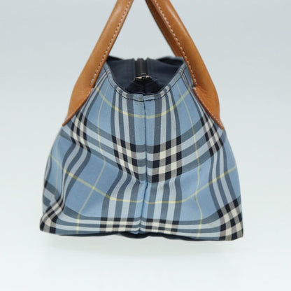 Luxury BurberrySs Nova Check Blue Label Hand Bag Nylon Blue Auth ti1991