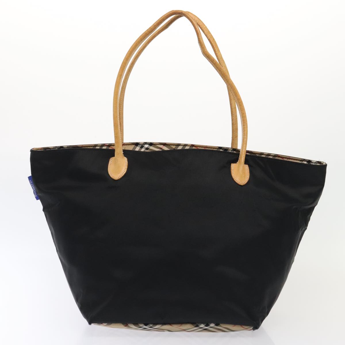 Luxury BurberrySs Nova Check Hand Bag Canvas 2Set Beige Black Auth ti1995