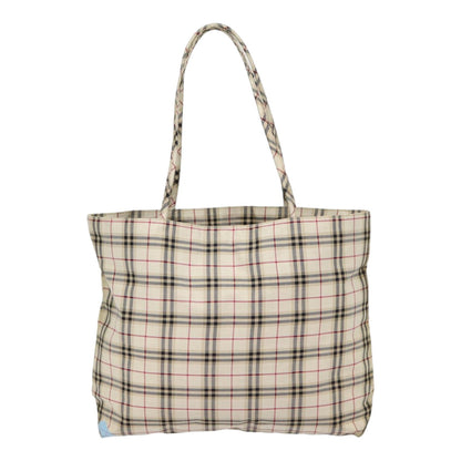 Luxury Burberry Nova Check Tote Bag Canvas Beige Auth ti2000