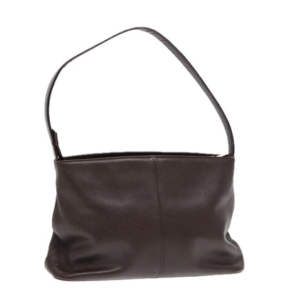 Luxury Burberry Shoulder Bag Leather Brown Gold Auth ti2038