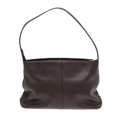 Luxury Burberry Shoulder Bag Leather Brown Gold Auth ti2038