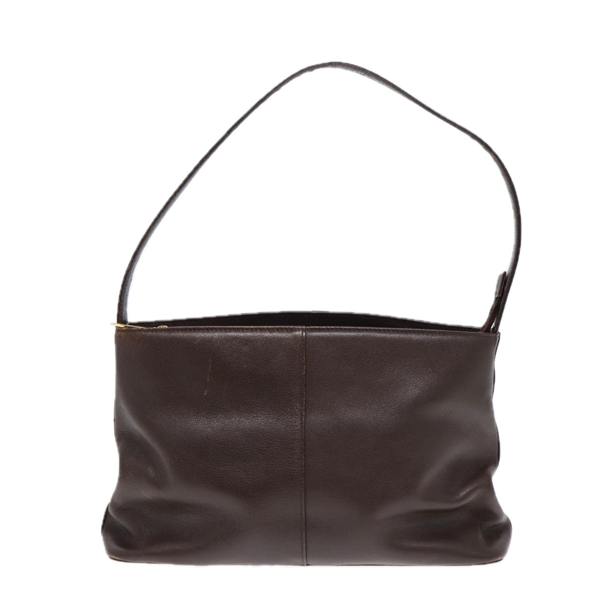 Luxury Burberry Shoulder Bag Leather Brown Gold Auth ti2038