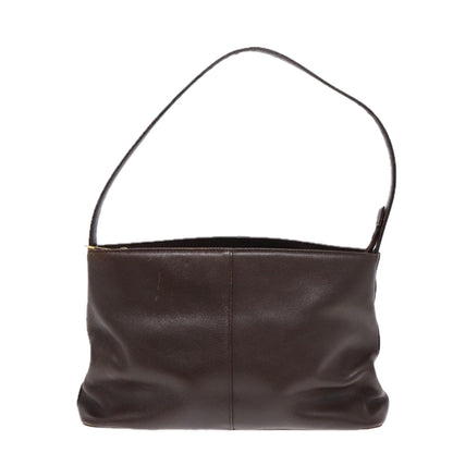 Luxury Burberry Shoulder Bag Leather Brown Gold Auth ti2038