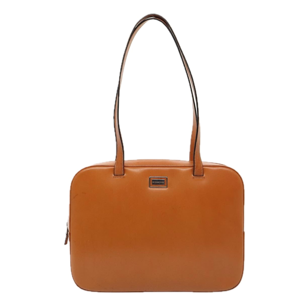 Luxury Burberry Shoulder Bag Leather Brown Silver Auth ti2043