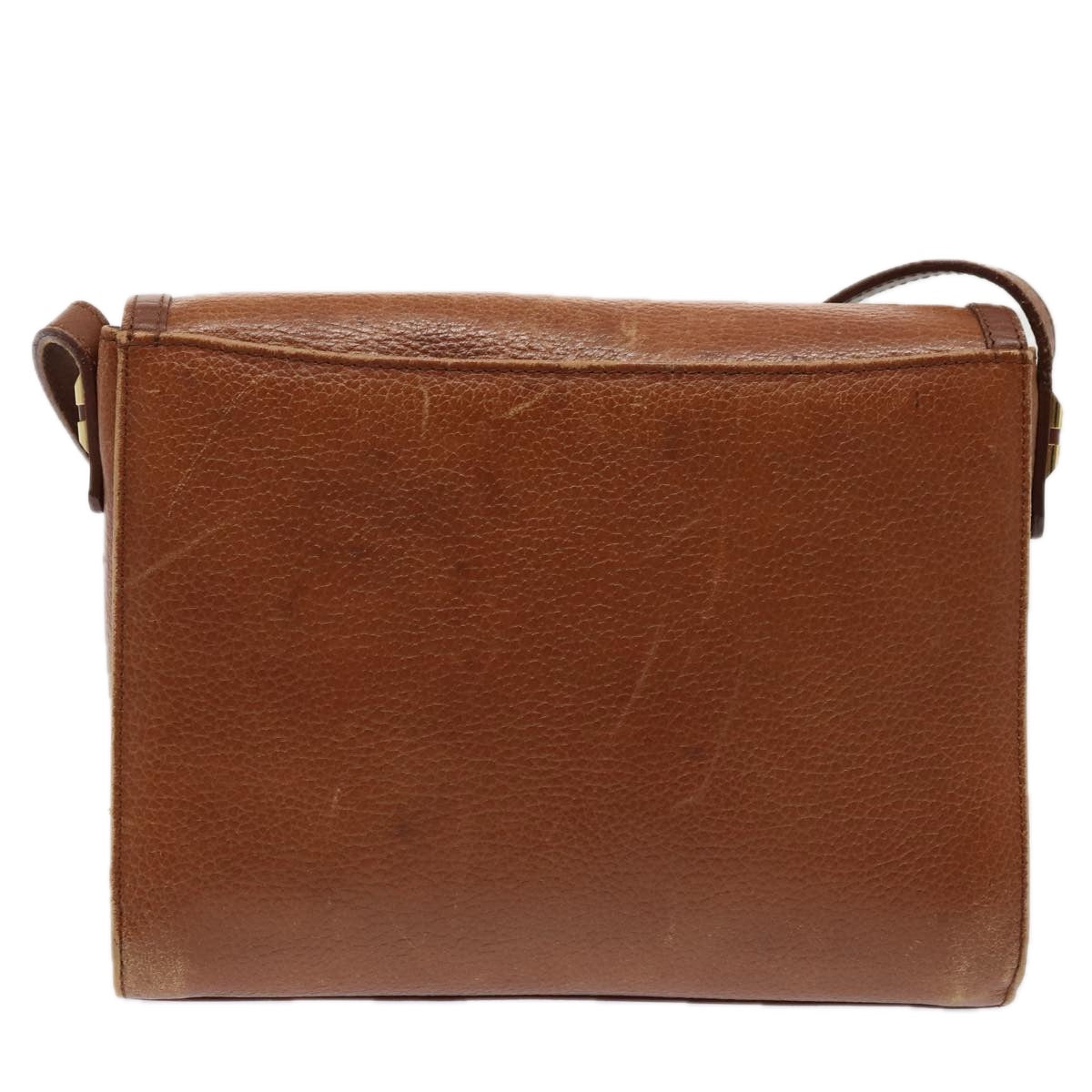 Luxury BurberrySs Shoulder Bag Leather Brown Gold Auth ti2045