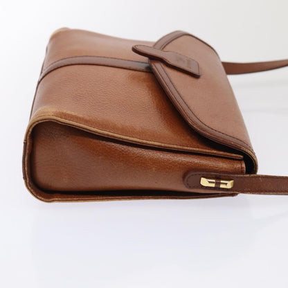 Luxury BurberrySs Shoulder Bag Leather Brown Gold Auth ti2045
