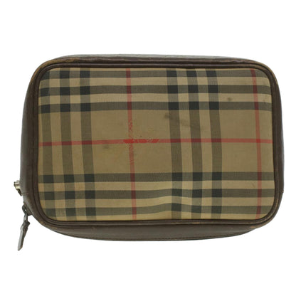Luxury BurberrySs Nova Check Clutch Bag Nylon Beige Auth ti943