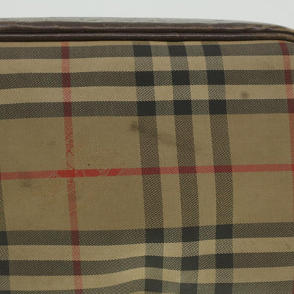 Luxury BurberrySs Nova Check Clutch Bag Nylon Beige Auth ti943