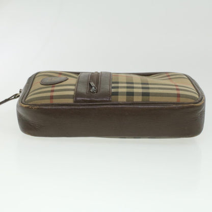 Luxury BurberrySs Nova Check Clutch Bag Nylon Beige Auth ti943